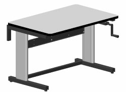 HAND CRANK ADJUSTABLE WORK TABLE, DUAL LEG, ESD, 30"D x 36"W